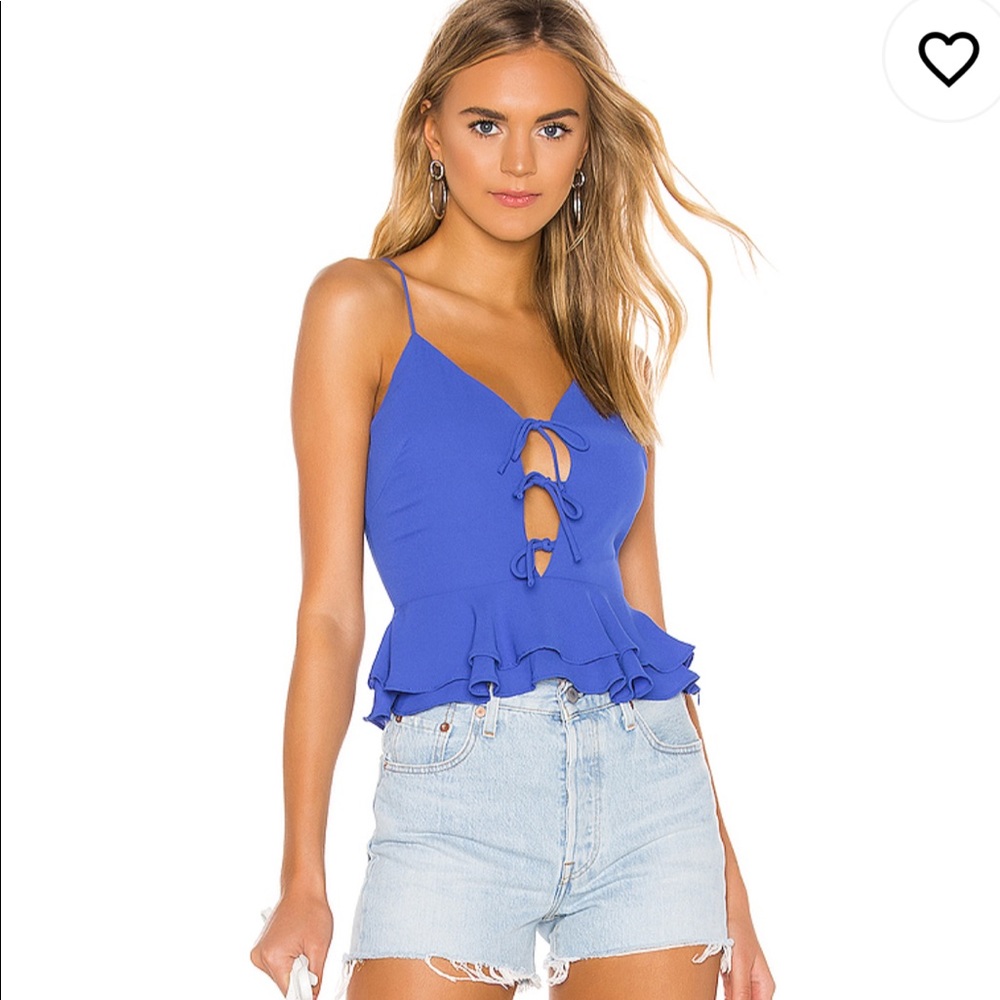 Superdown Cassandra Ruffle Cami Top in Cobalt